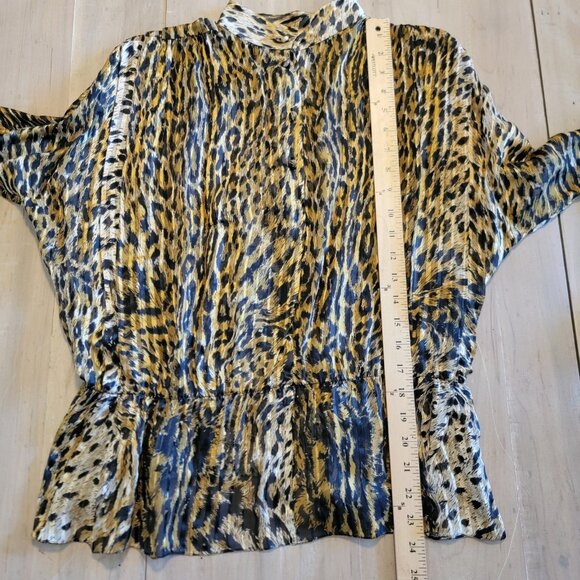 Vintage 100% Silk Animal Print Blouse Size 10 With Matching Scarf Classic - Picture 12 of 13